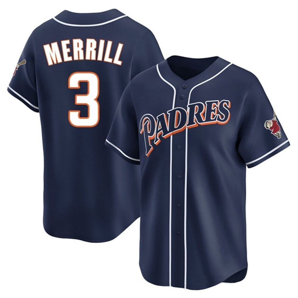Trusc S.Diego Padres #3 Jackson Merrill Player Navy Cooperstown Collection Limited Home Stitched Jerseys