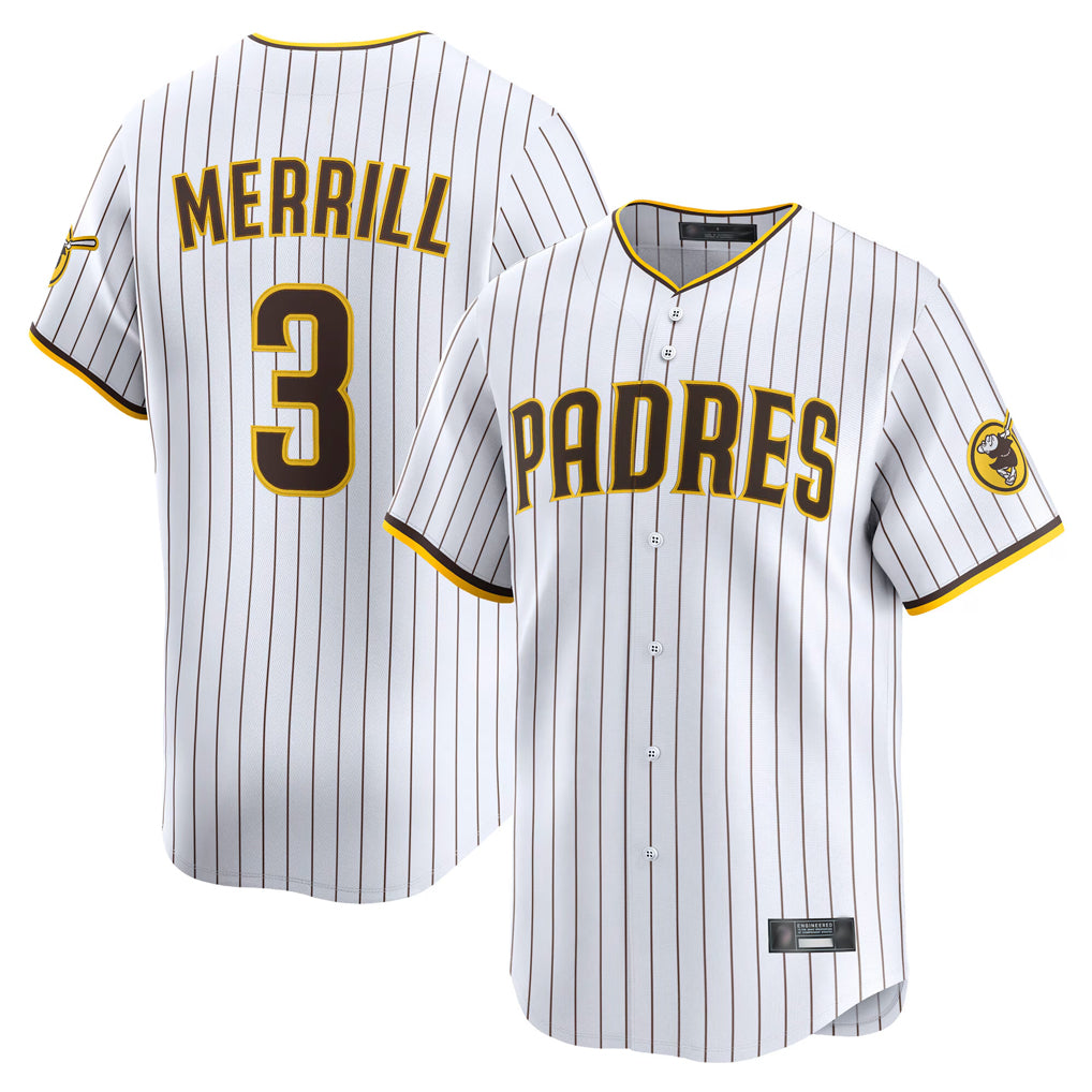 Trusc S.Diego Padres #3 Jackson Merrill Player White Home Limited Stitched Jerseys