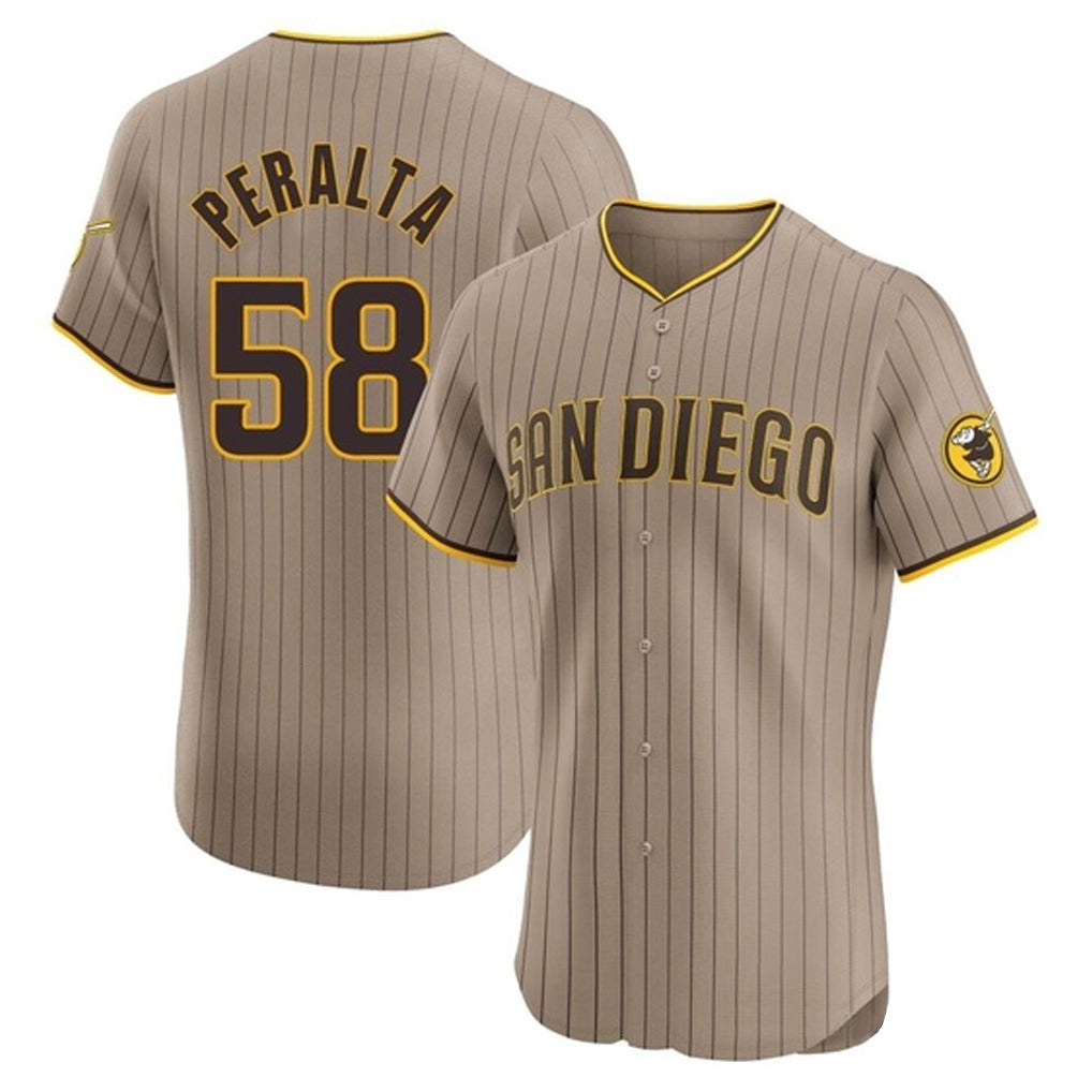 Trusc S.Diego Padres #58 Wandy Peralta Player Khaki Home Limited Elite Stitched Jerseys