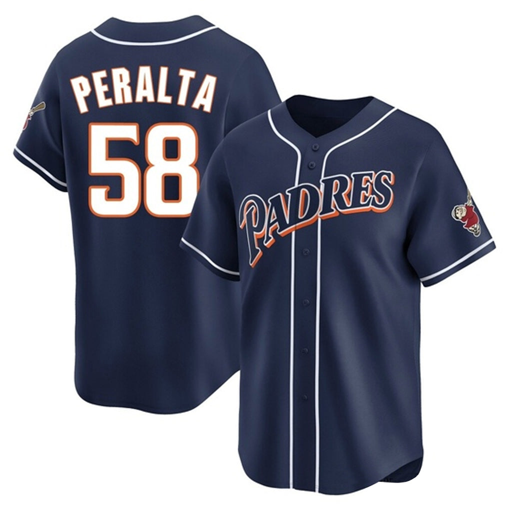 Trusc S.Diego Padres #58 Wandy Peralta Player Navy Cooperstown Collection Limited Home Stitched Jerseys