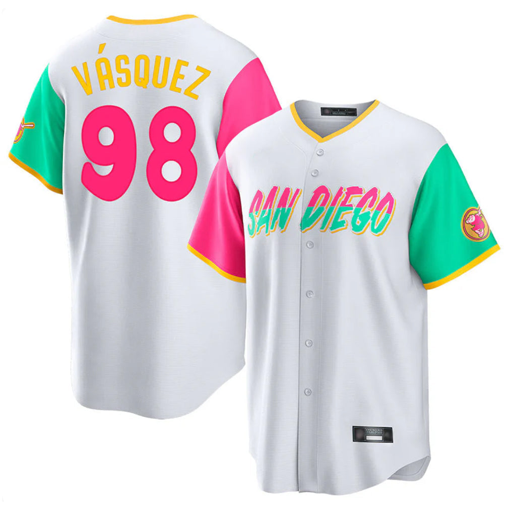 Trusc S.Diego Padres #98 Randy Vasquez Player White City Connect Home Game Stitched Jerseys