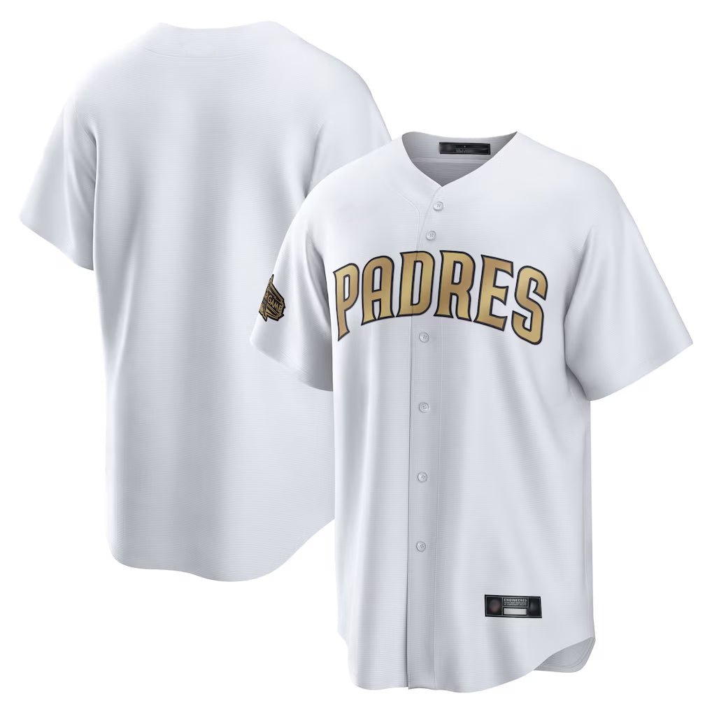 Trusc S.Diego Padres Blank Player Gold Replica All-Star Game White Stitched Jerseys