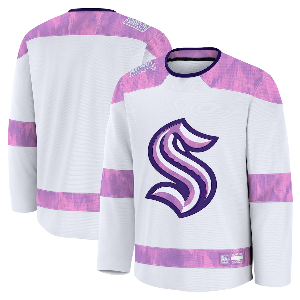 Trusc S.Kraken White 2024 Hockey Fights Cancer Practice Jerseys