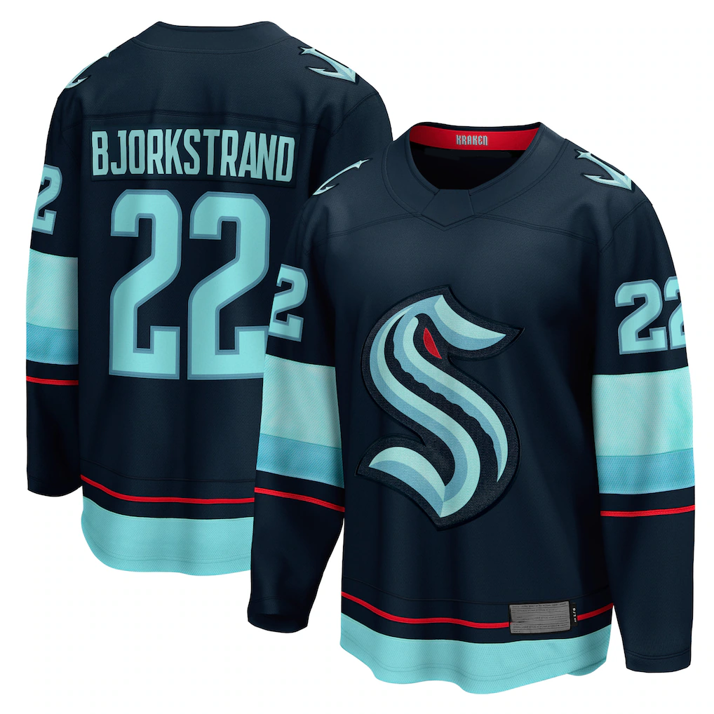Trusc S.Kraken #22 Oliver Bjorkstrand Deep Sea Blue Home Breakaway Player Jerseys