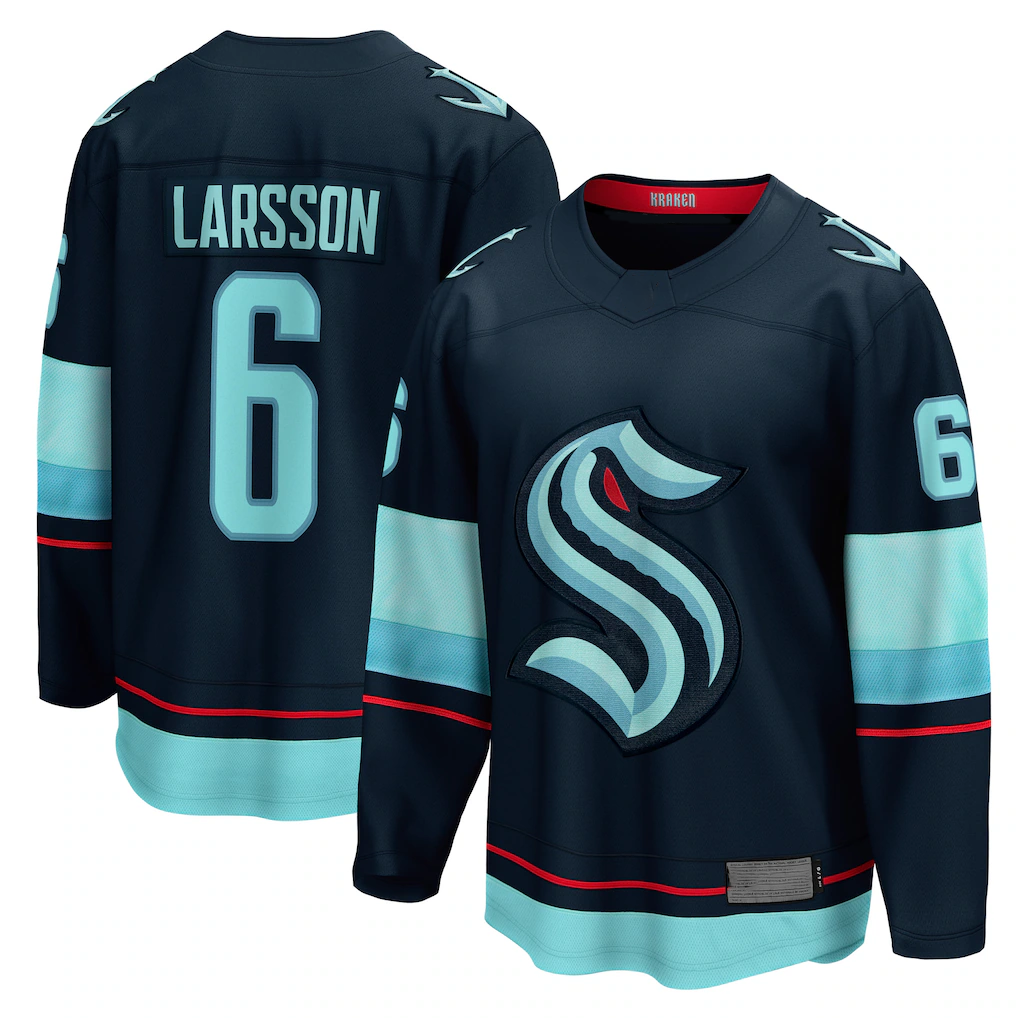 Trusc S.Kraken #6 Adam Larsson Deep Sea Blue Home Breakaway Player Jerseys