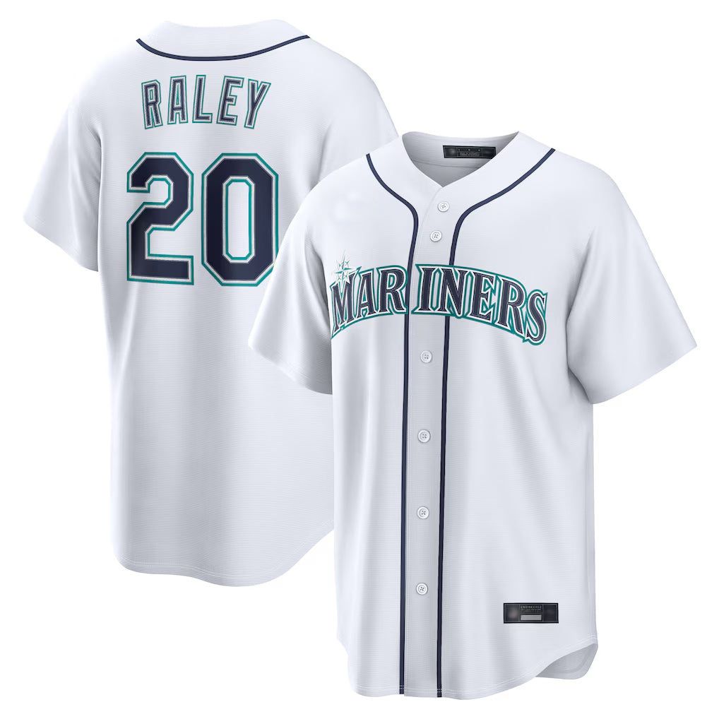 Trusc S.Mariners #20 Luke Raley Player White Home Game Stitched Jerseys