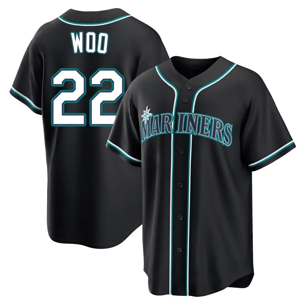Trusc S.Mariners #22 Bryan Woo Player Black Fashion Home Limited Stitched Jerseys