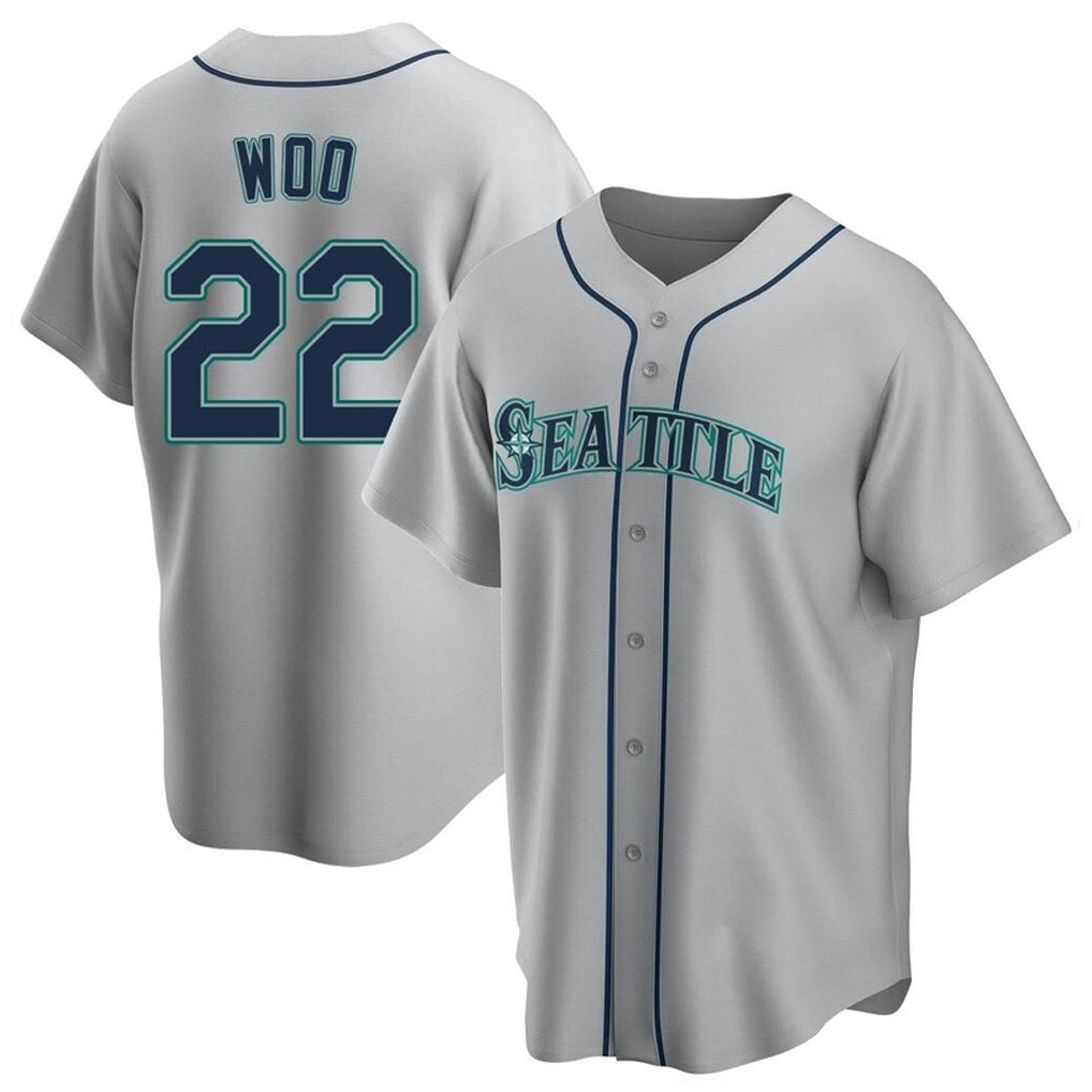 Trusc S.Mariners #22 Bryan Woo Player Gray Home Game Stitched Jerseys