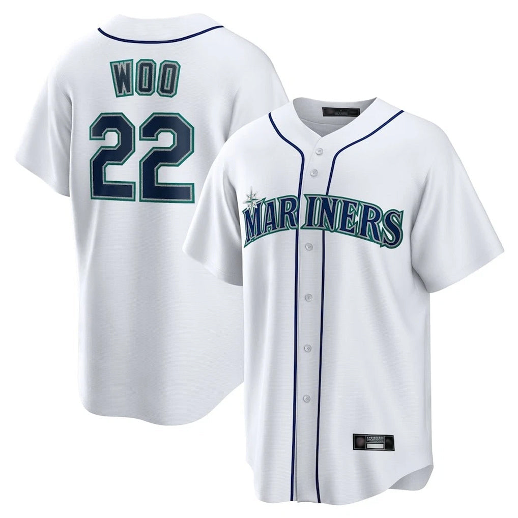 Trusc S.Mariners #22 Bryan Woo Player White Home Game Stitched Jerseys