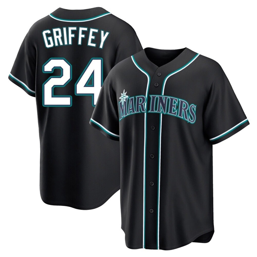 Trusc S.Mariners #24 Ken Griffey Jr Player Black Fashion Home Limited Stitched Jerseys