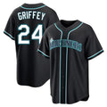 Trusc S.Mariners #24 Ken Griffey Jr Player Black Fashion Home Limited Stitched Jerseys
