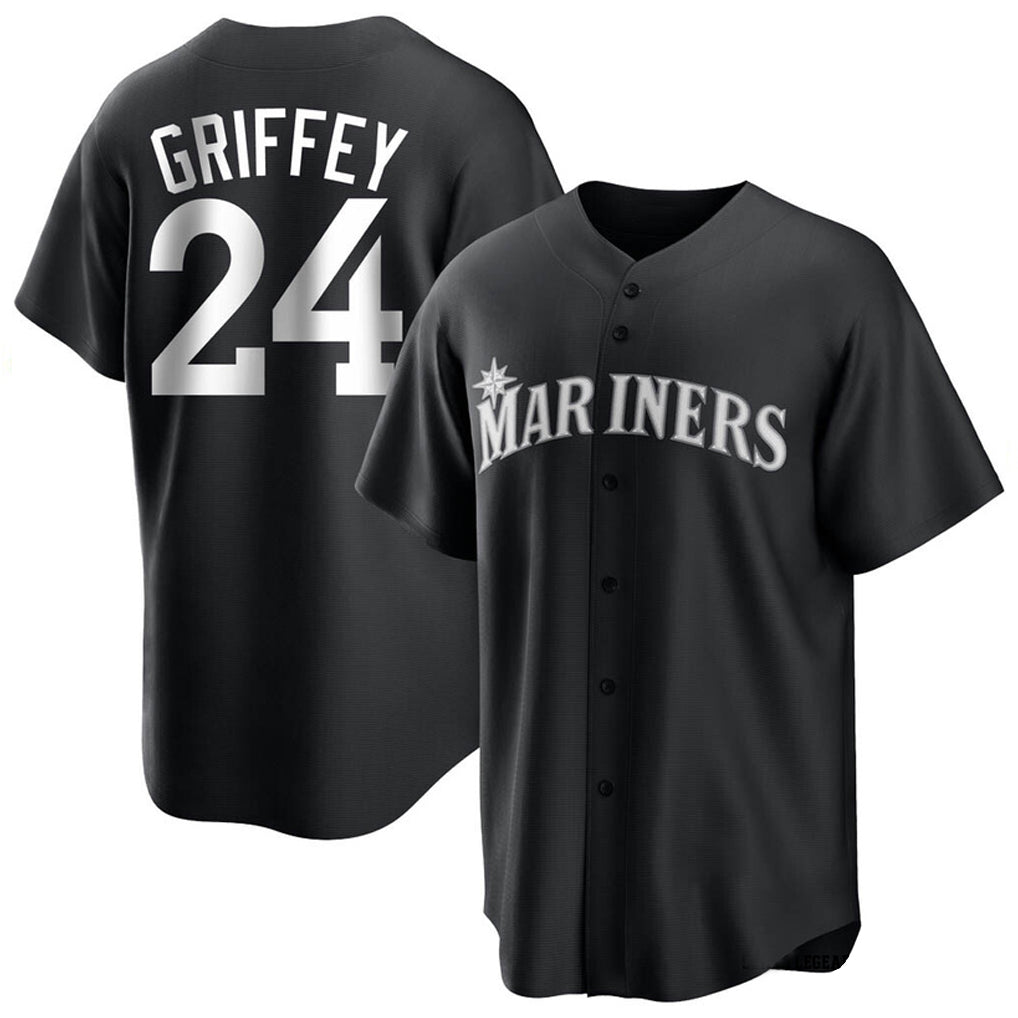 Trusc S.Mariners #24 Ken Griffey Jr Player Black Home Limited Stitched Jerseys