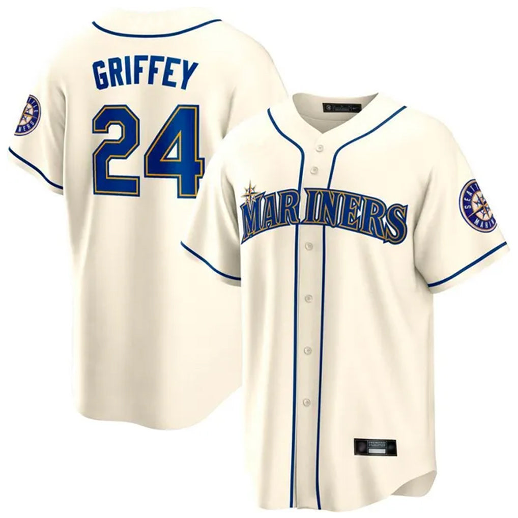 Trusc S.Mariners #24 Ken Griffey Jr Player Cream Cooperstown Home Limited Stitched Jerseys