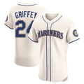 Trusc S.Mariners #24 Ken Griffey Jr Player Cream Home Limited Elite Stitched Jerseys