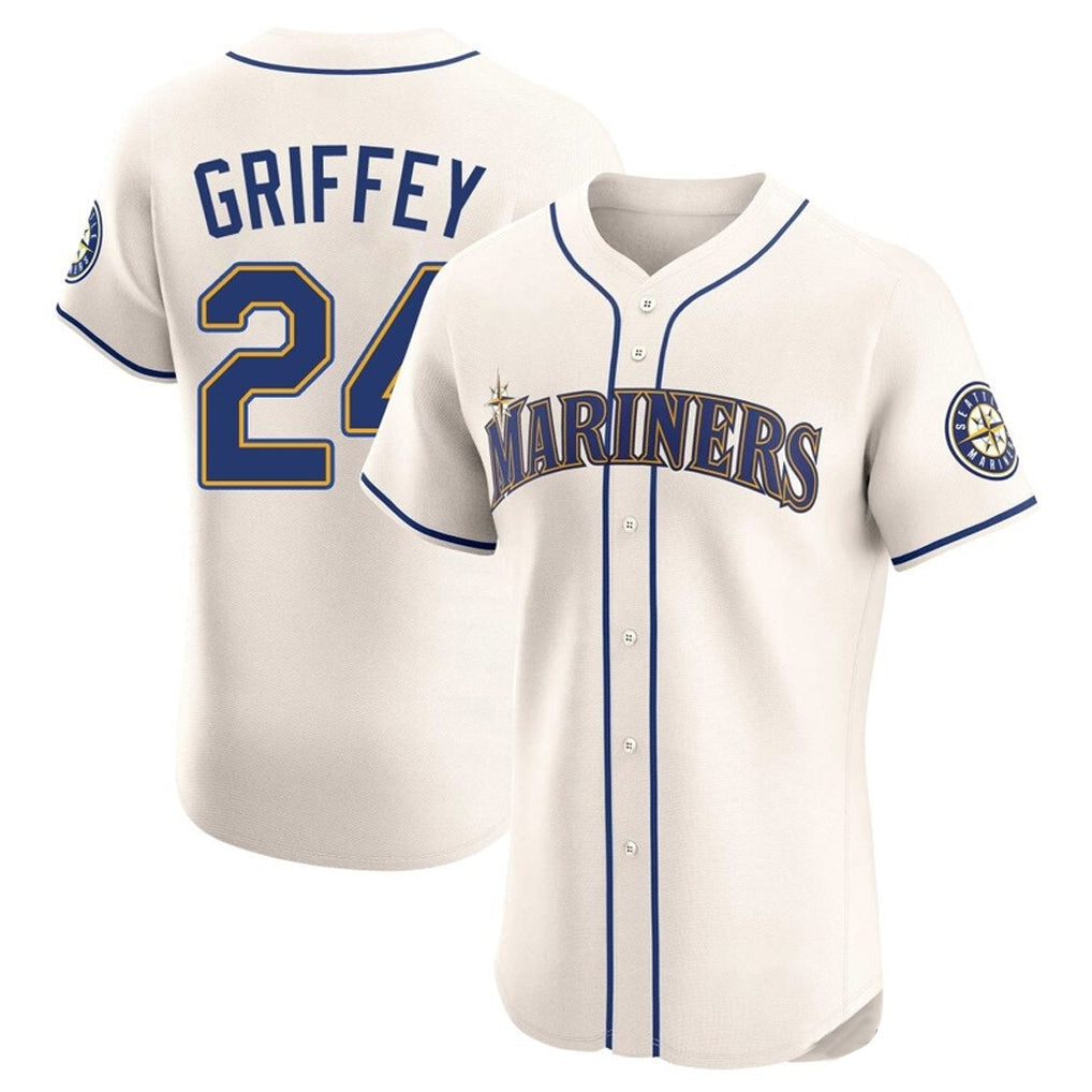 Trusc S.Mariners #24 Ken Griffey Jr Player Cream Home Limited Elite Stitched Jerseys