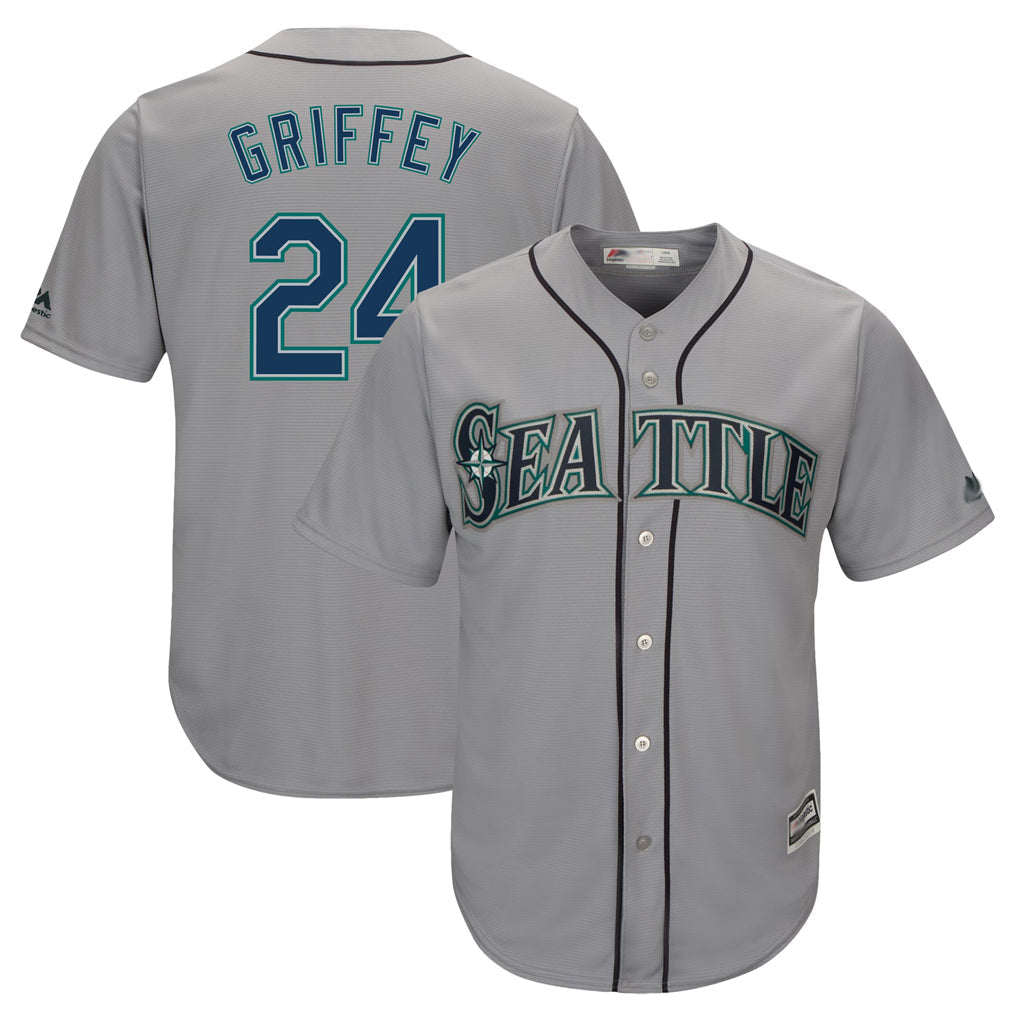 Trusc S.Mariners #24 Ken Griffey Jr Player Gray Cool Base Home Game Stitched Jerseys