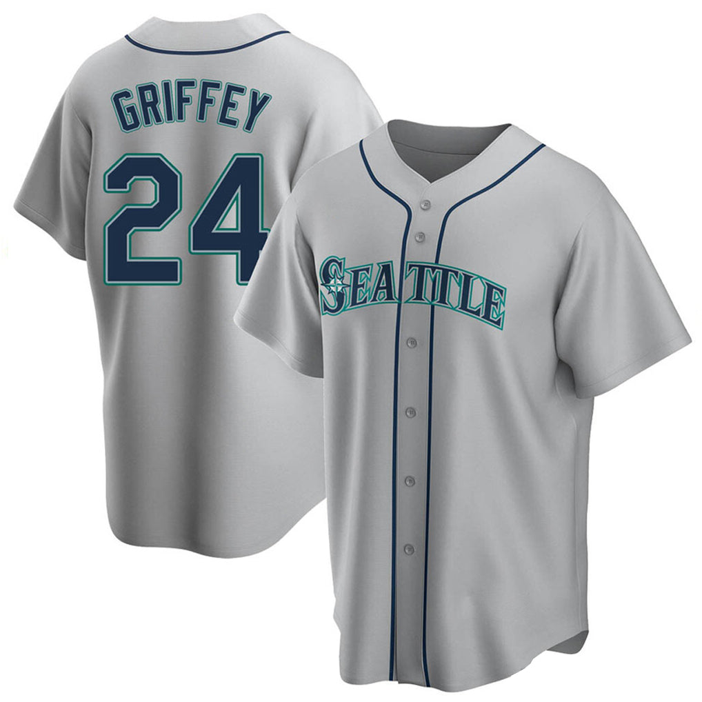 Trusc S.Mariners #24 Ken Griffey Jr Player Gray Home Game Stitched Jerseys