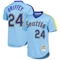Trusc S.Mariners #24 Ken Griffey Jr Player Light Blue Mitchell & Ness Cooperstown Collection Game Stitched Jerseys