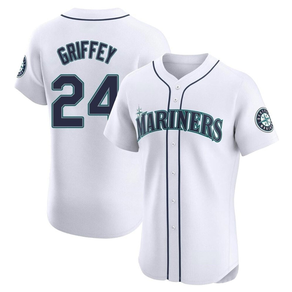 Trusc S.Mariners #24 Ken Griffey Jr Player White Home Limited Elite Stitched Jerseys