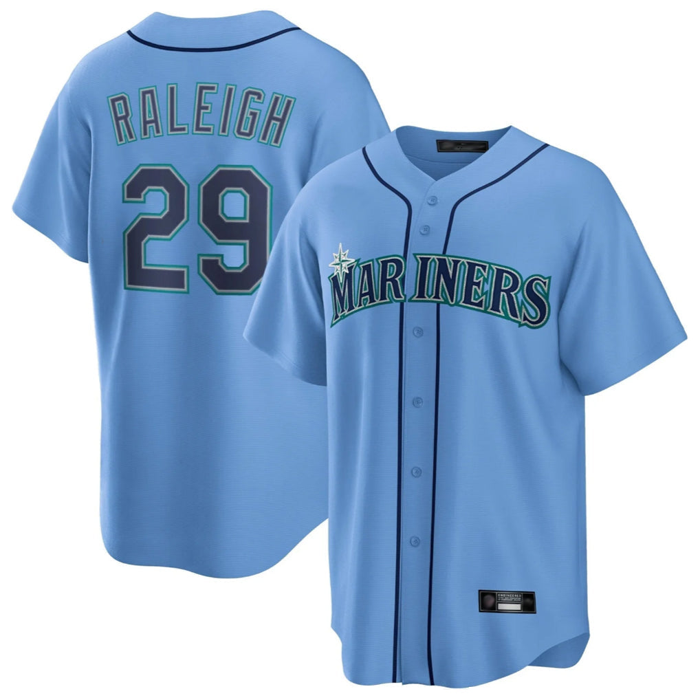 Trusc S.Mariners #29 Cal Raleigh Player Light Blue Home Game Stitched Jerseys