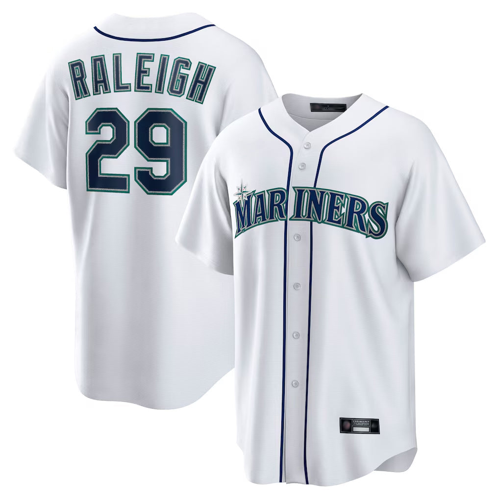 Trusc S.Mariners #29 Cal Raleigh Player White Home Game Stitched Jerseys