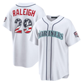 Trusc S.Mariners #29 Cal Raleigh White USA 250 Fourth of July Home Stadium Jersey