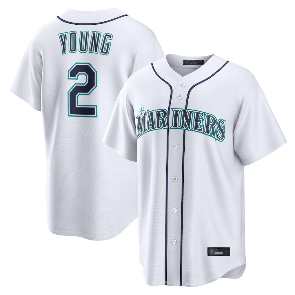 Trusc S.Mariners #2 Cole Young Player White Home Game Stitched Jerseys