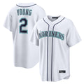 Trusc S.Mariners #2 Cole Young Player White Home Game Stitched Jerseys
