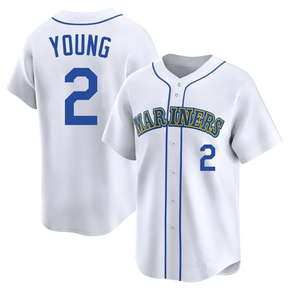 Trusc S.Mariners #2 Cole Young Player White Throwback Cooperstown Collection Limited Game Stitched Jerseys