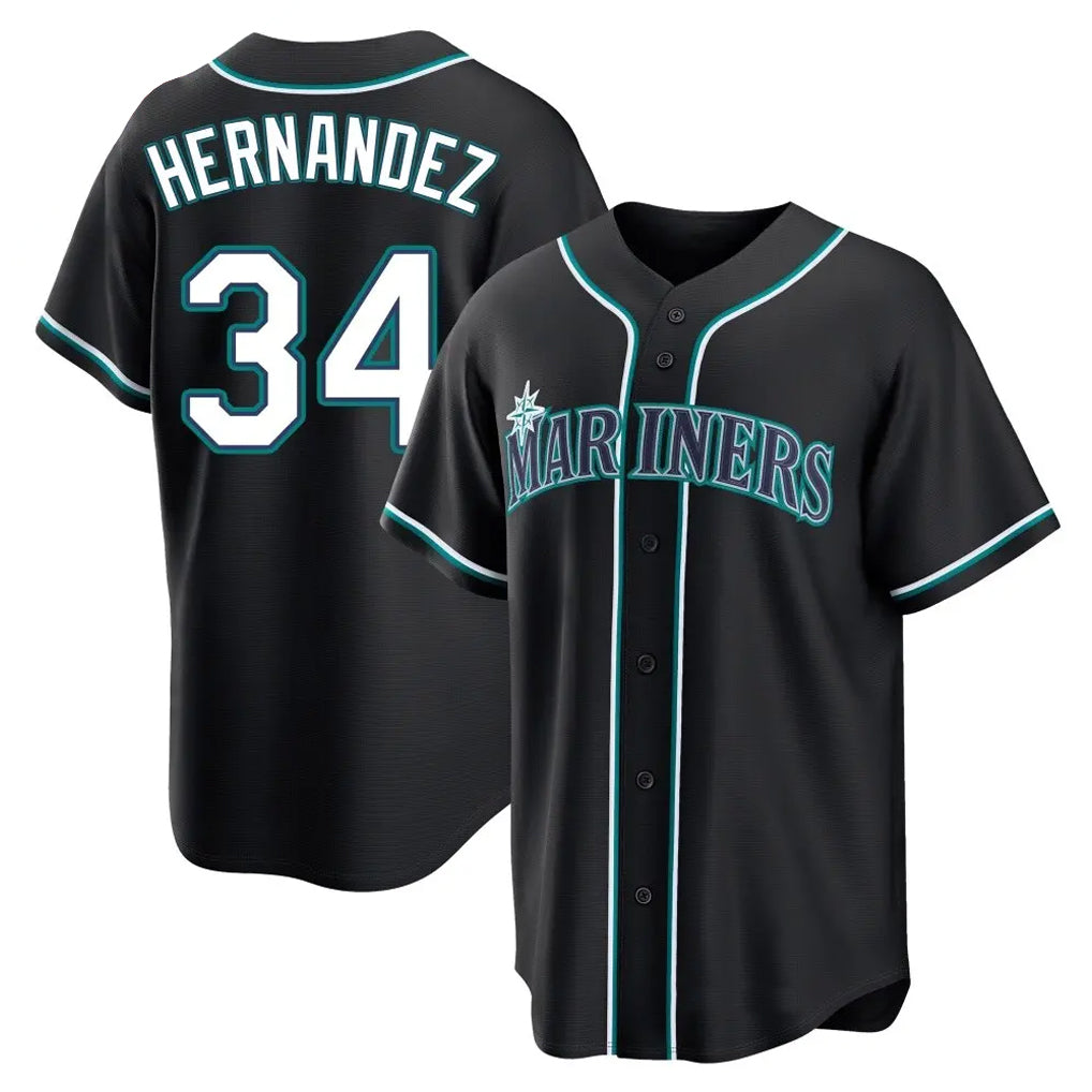 Trusc S.Mariners #34 Felix Hernandez Player Black Fashion Home Limited Stitched Jerseys