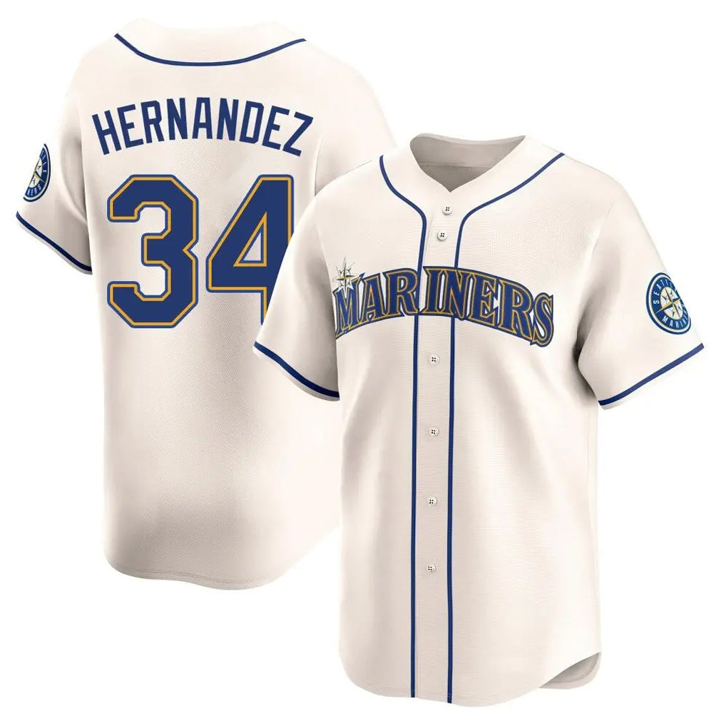 Trusc S.Mariners #34 Felix Hernandez Player Cream Home Limited Stitched Jerseys