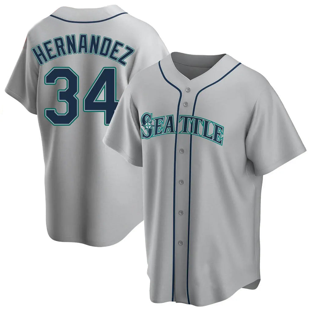Trusc S.Mariners #34 Felix Hernandez Player Gray Home Game Stitched Jerseys
