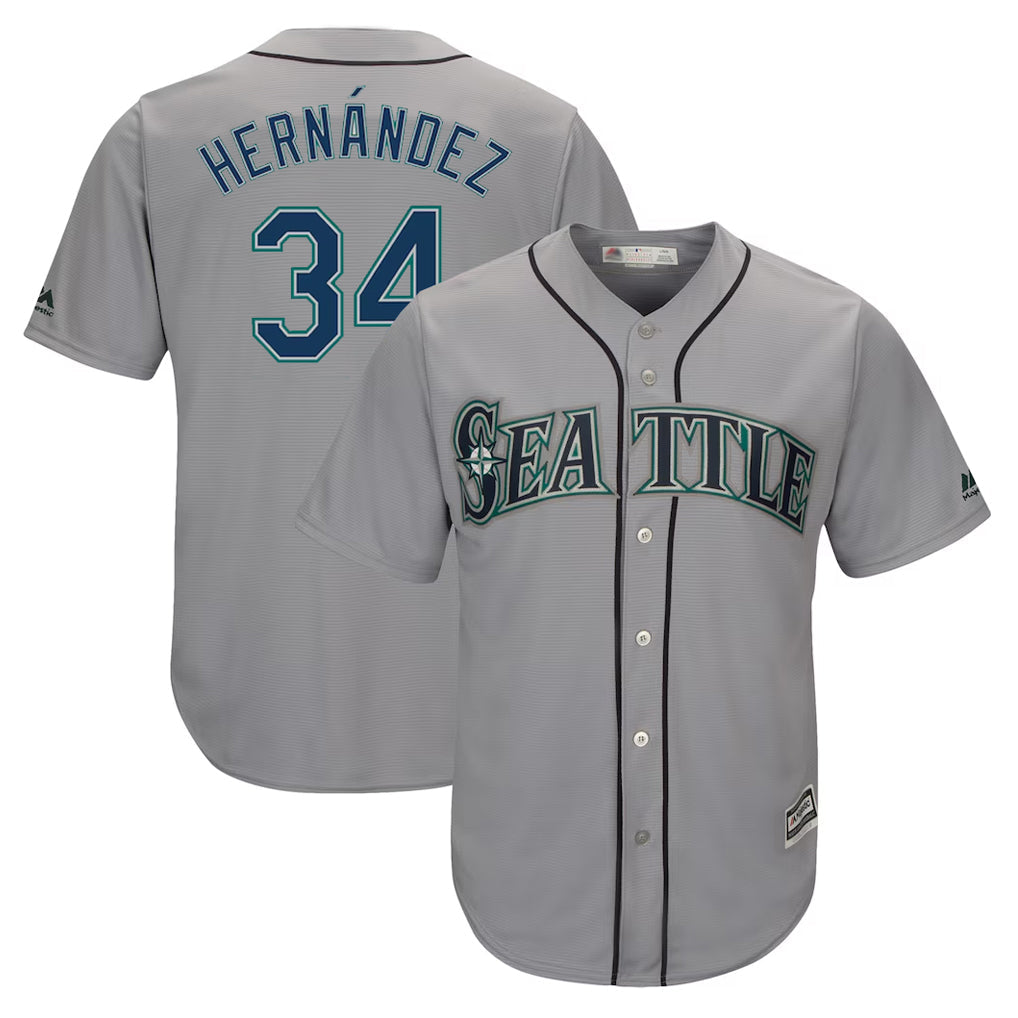 Trusc S.Mariners #34 Felix Hernandez Player Gray Majestic Home Cool Base Limited Stitched Jerseys