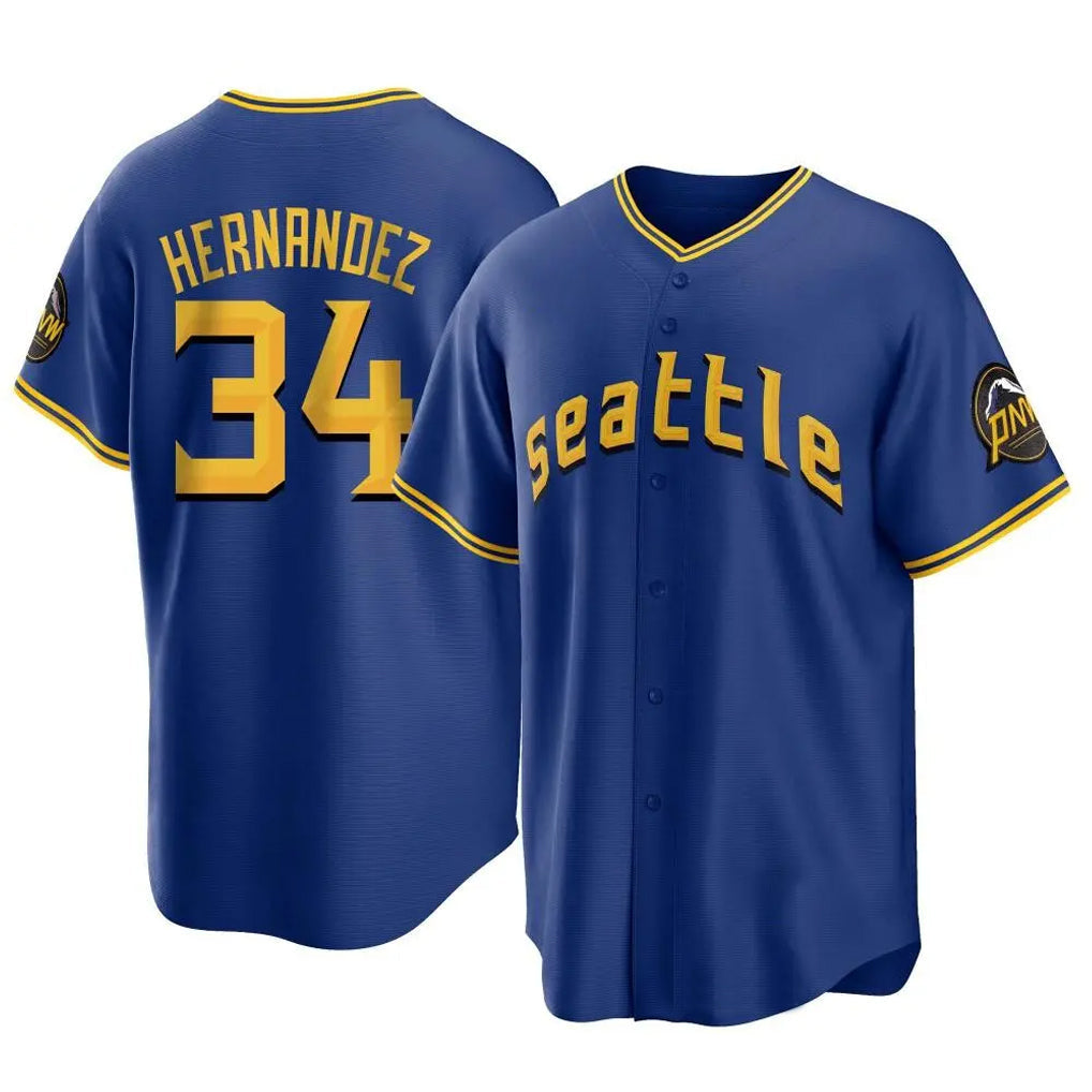 Trusc S.Mariners #34 Felix Hernandez Player Royal City Connect Home Game Stitched Jerseys