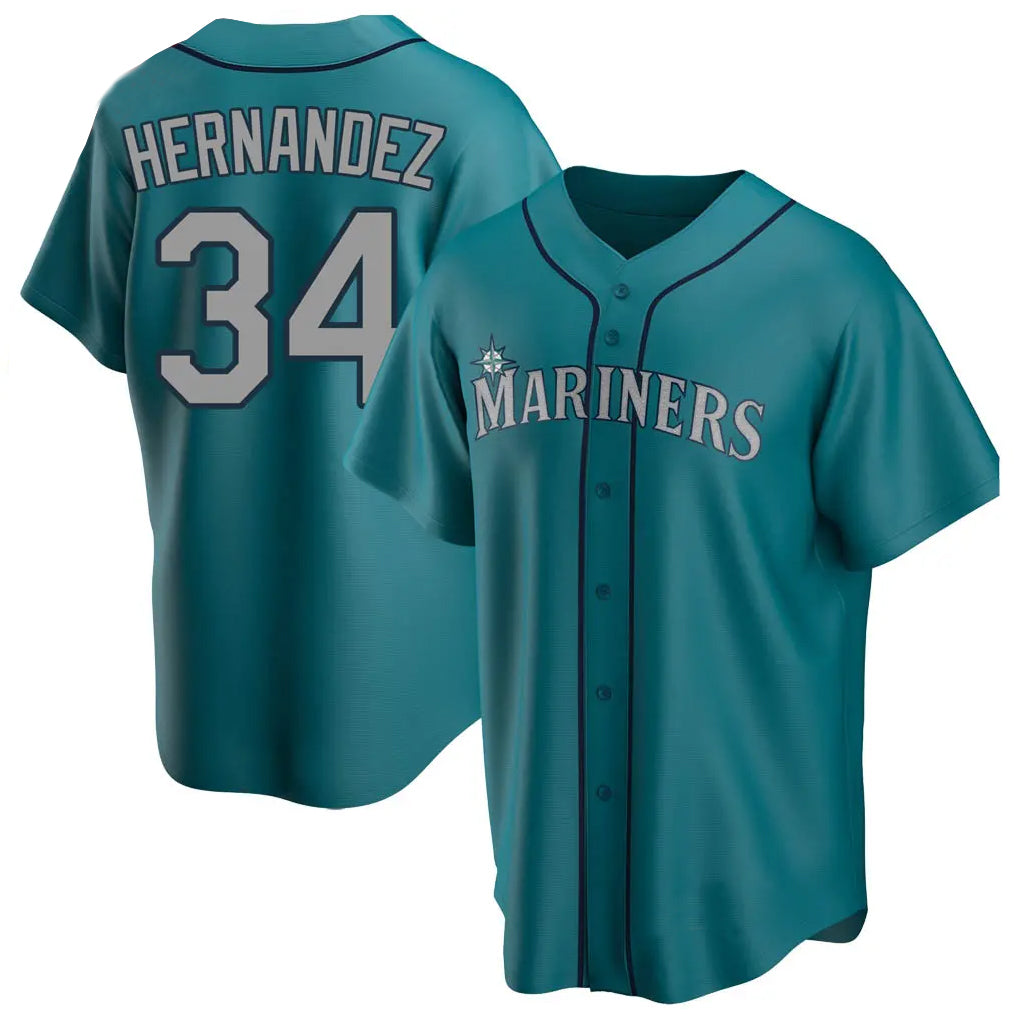 Trusc S.Mariners #34 Felix Hernandez Player Teal Home Game Stitched Jerseys