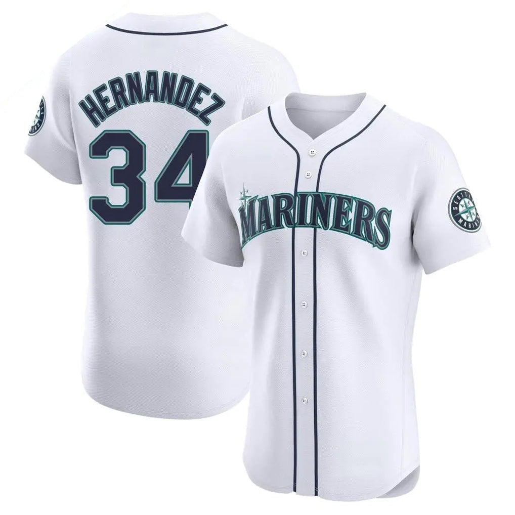 Trusc S.Mariners #34 Felix Hernandez Player White Home Limited Elite Stitched Jerseys