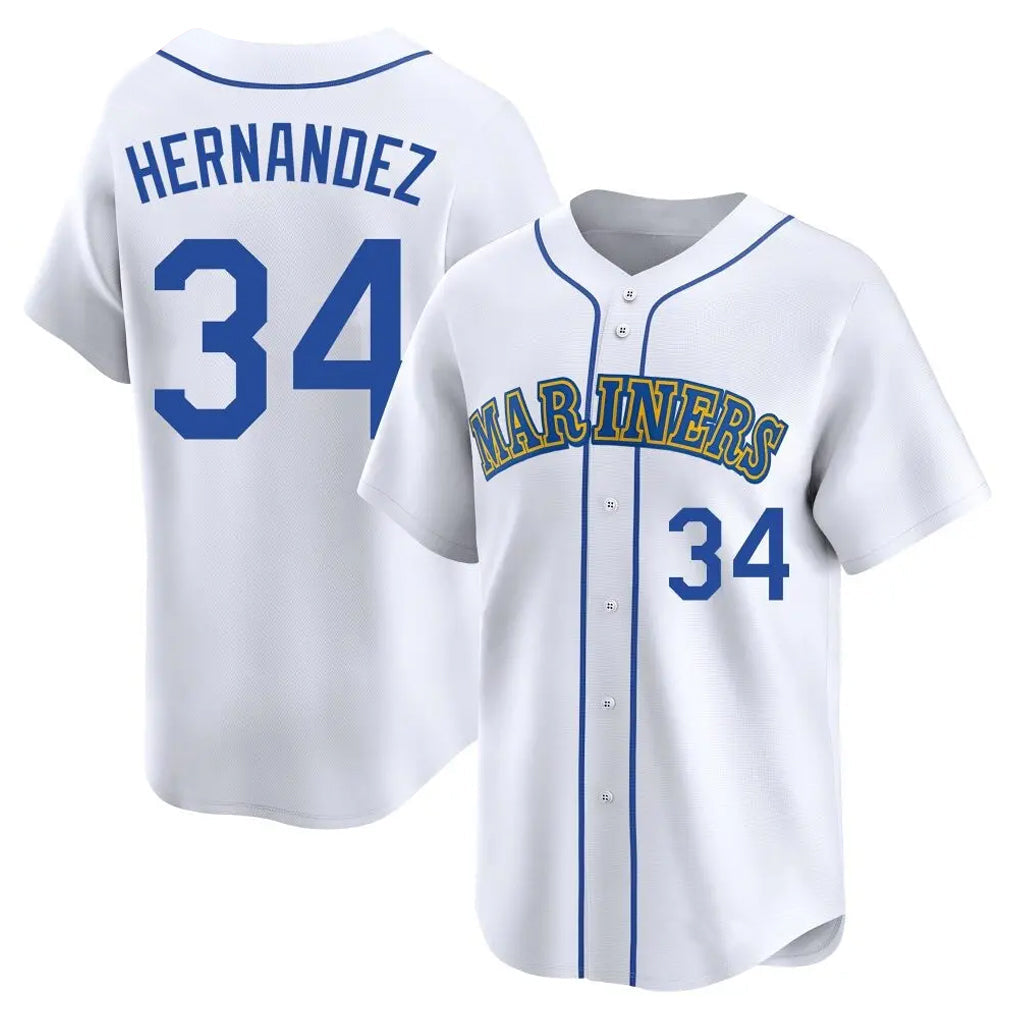 Trusc S.Mariners #34 Felix Hernandez Player White Limited Throwback Cooperstown Collection Stitched Jerseys