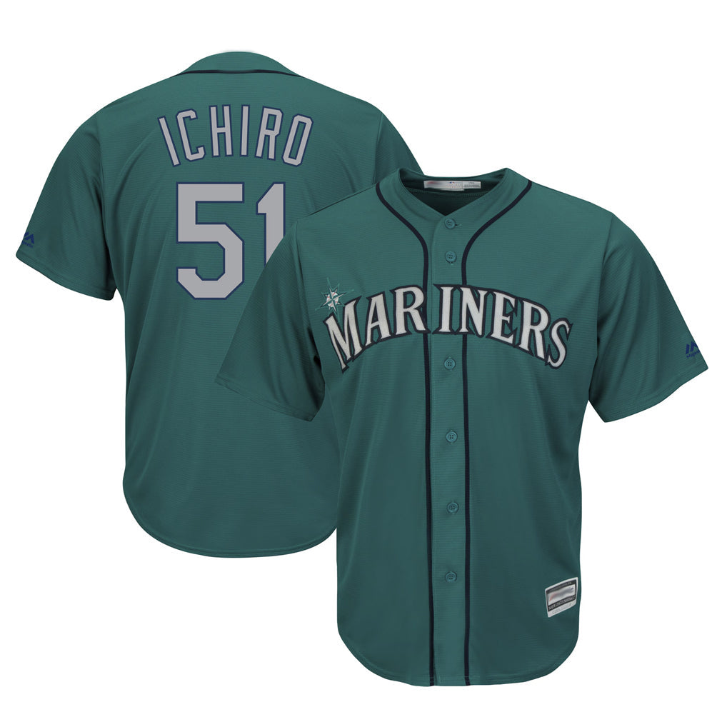 Trusc S.Mariners #51 Ichiro Suzuki Player Aqua Majestic Cool Base Limited Stitched Jerseys