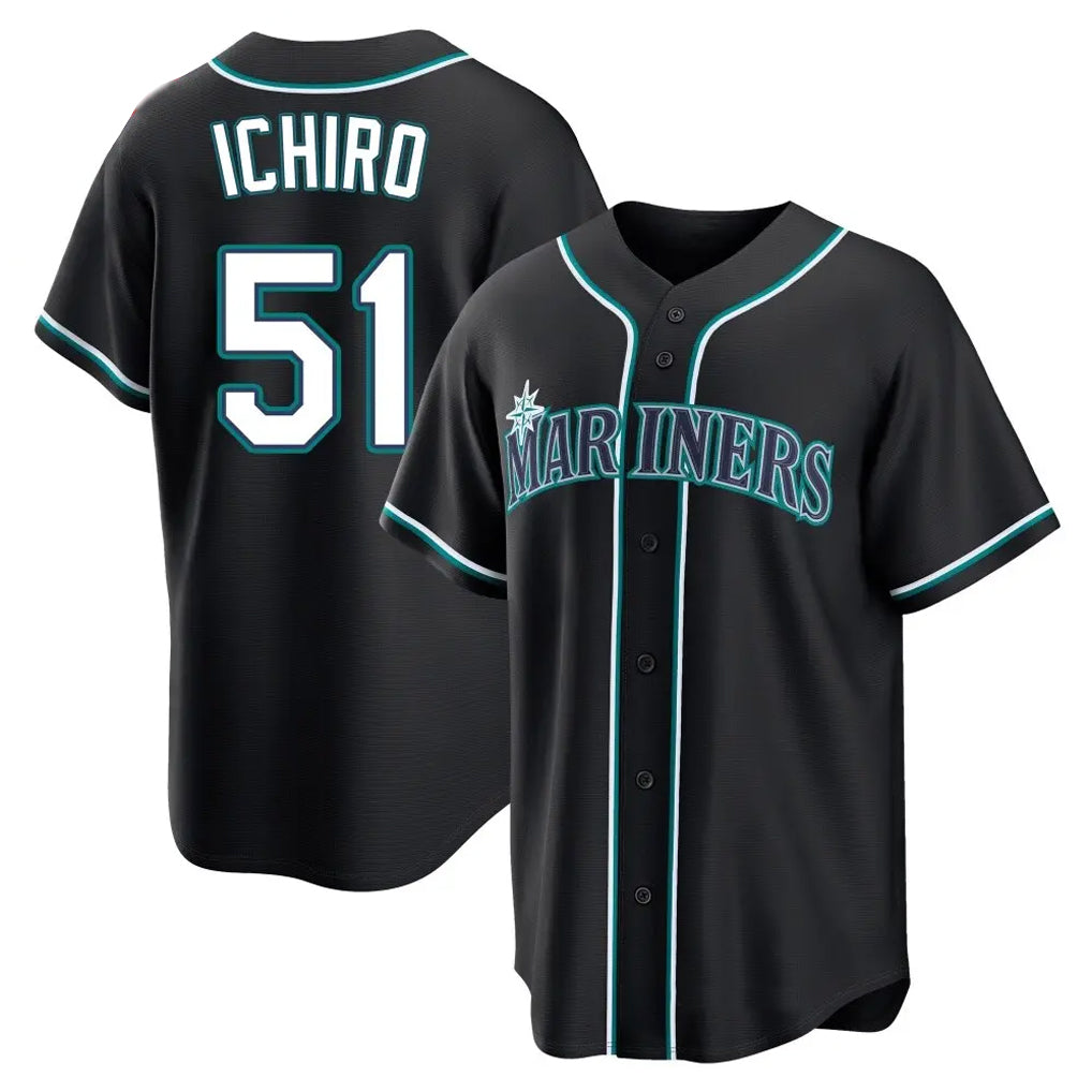 Trusc S.Mariners #51 Ichiro Suzuki Player Black Fashion Home Limited Stitched Jerseys