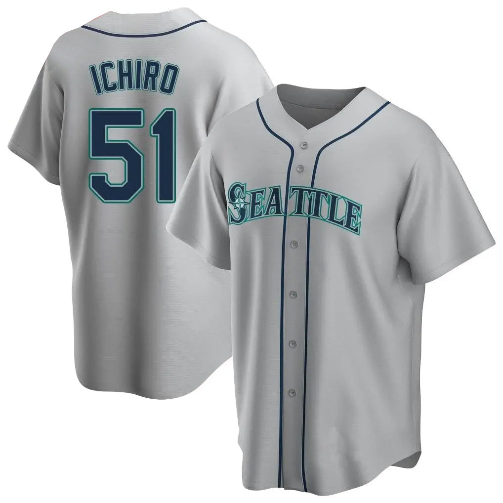 Trusc S.Mariners #51 Ichiro Suzuki Player Gray Home Game Stitched Jerseys
