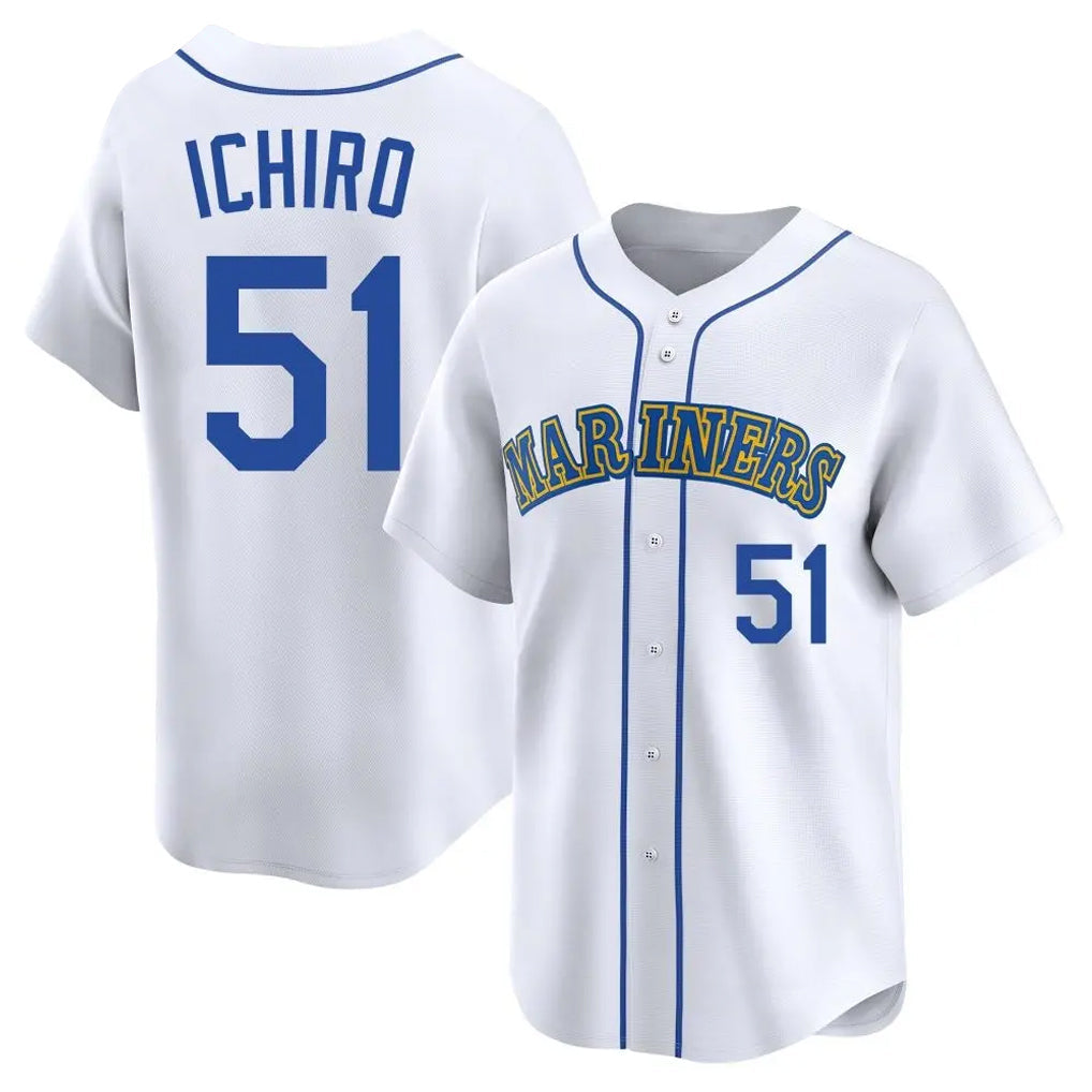 Trusc S.Mariners #51 Ichiro Suzuki Player White Pitch Fashion Game Stitched Jerseys