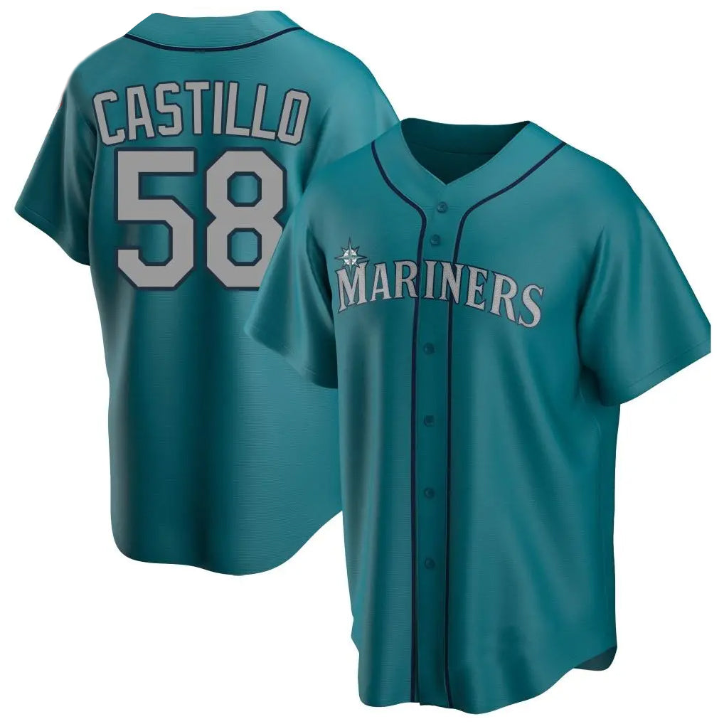 Trusc S.Mariners #58 Luis Castillo Player Teal Home Game Stitched Jerseys