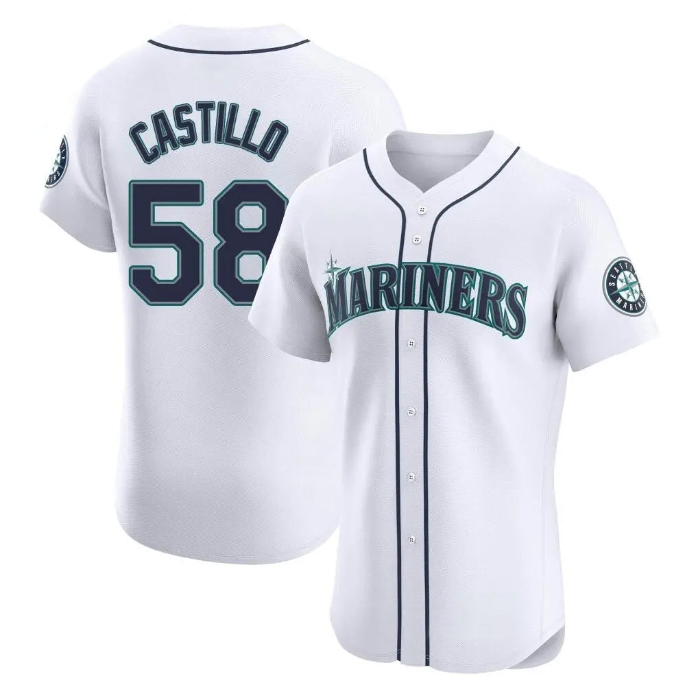 Trusc S.Mariners #58 Luis Castillo Player White Home Limited Elite Stitched Jerseys