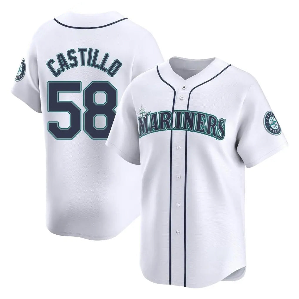 Trusc S.Mariners #58 Luis Castillo Player White Home Limited Stitched Jerseys