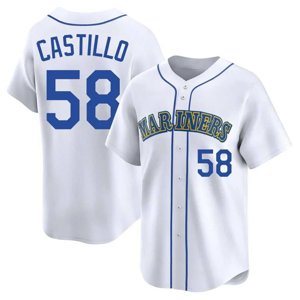 Trusc S.Mariners #58 Luis Castillo Player White Throwback Cooperstown Collection Limited Game Stitched Jerseys