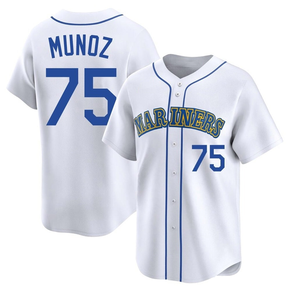 Trusc S.Mariners #75 Andres Munoz Player White Throwback Cooperstown Collection Home Limited Stitched Jerseys