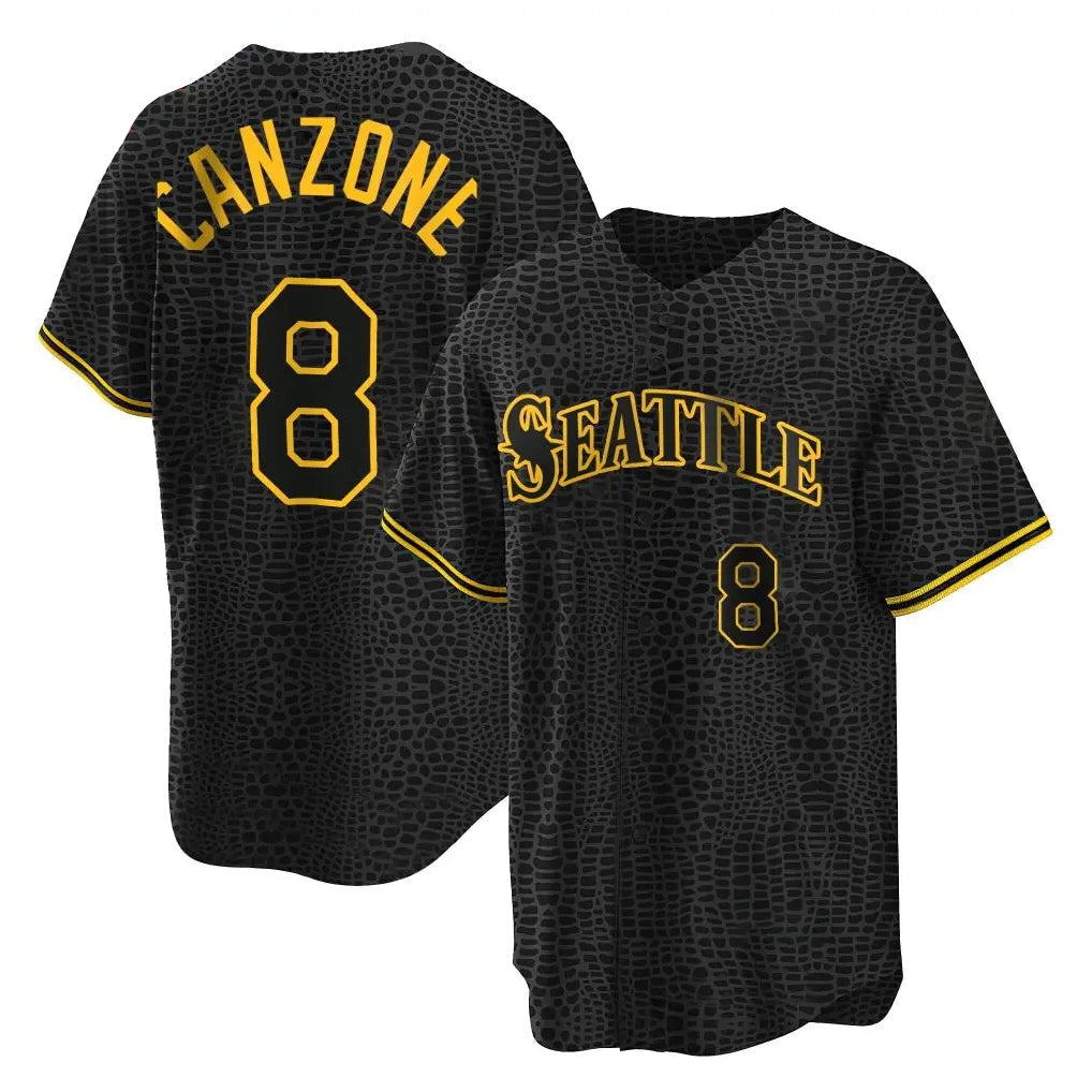 Trusc S.Mariners #8 Dominic Canzone Player Black Snake Skin City Home Limited Stitched Jerseys