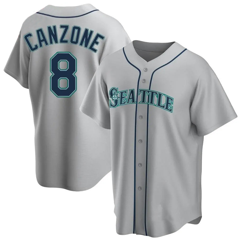 Trusc S.Mariners #8 Dominic Canzone Player Gray Home Game Stitched Jerseys