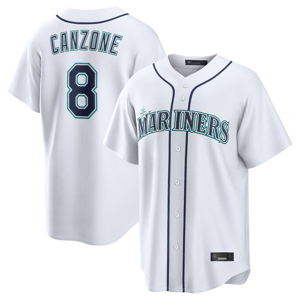 Trusc S.Mariners #8 Dominic Canzone Player White Home Game Stitched Jerseys