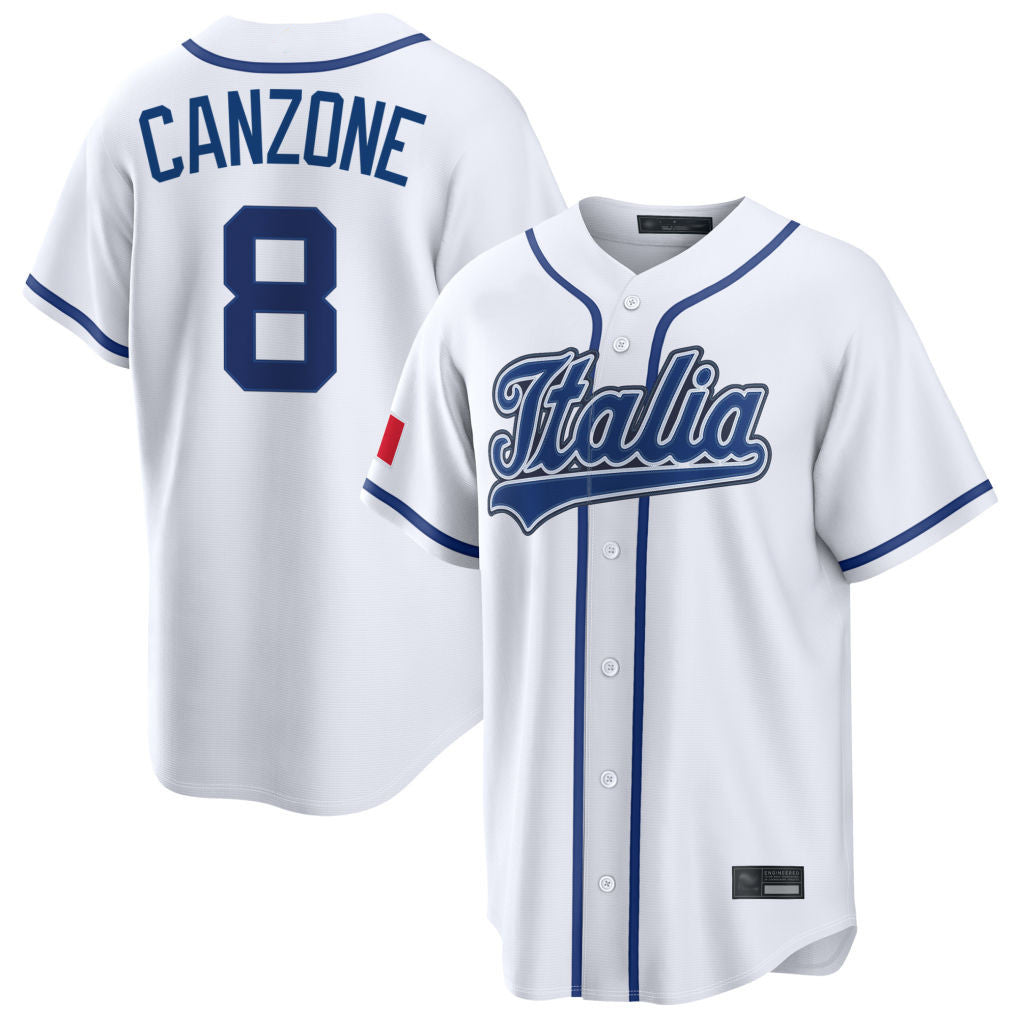 Trusc S.Mariners #8 Dominic Canzone Player White Italy 2026 World Classic Home Game Stitched Jerseys